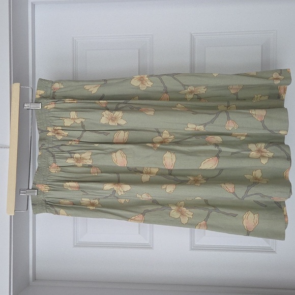 Vintage Floral Midi Skirt, Green, Size L - Picture 2 of 8
